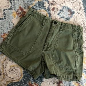 Madewell Shorts 27 Relaxed Military Utility Olive Green High Waisted Rise MD171